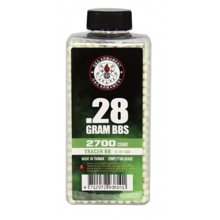BILLES TRAÇANTES 0,28GR VERTES EN BOUTEILLE DE 2700 BILLES