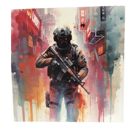 TOILE 30X30CM AVEC ACCROCHE (THÈME AIRSOFTEUR)