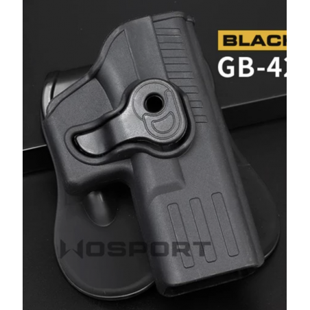 HOLSTER DE CEINTURE NOIR POUR GLOCK DROITIER (WOSPORT)