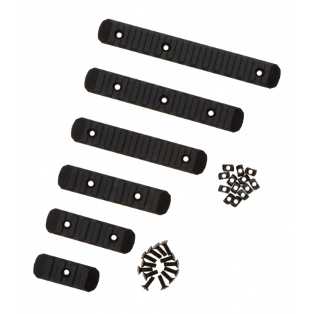 SET DE 6 RAILS EN POLYMÈRE POUR M-LOK ET KEYMOD NOIR (MP)