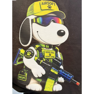 T-SHIRT NOIR "SNOOPY" (JAUNE)
