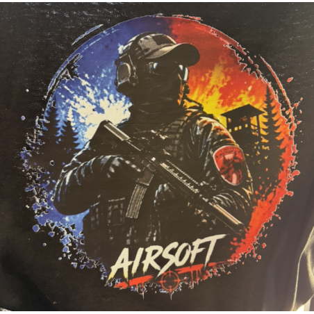 T-SHIRT NOIR "ROND BLEU ET ROUGE"