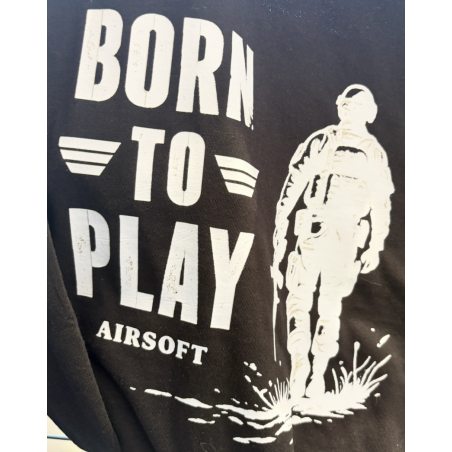 T-SHIRT NOIR "BORN TO PLAY AIRSOFT" (BLANC)