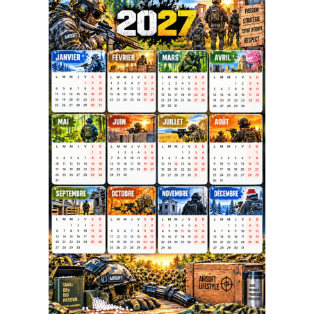 CALENDRIER 2027 SUR PLAQUE ALU (CADRE)
